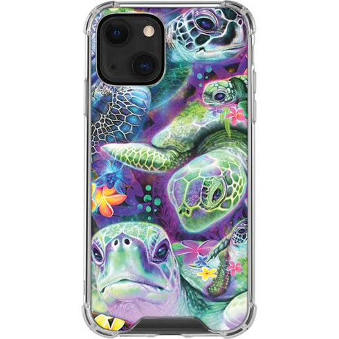 Rainbow Sea Turtles by Sheena Pike iPhone 14 Plus Clear Case