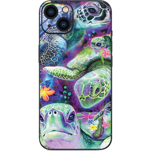 Rainbow Sea Turtles by Sheena Pike iPhone 14 Plus Skin