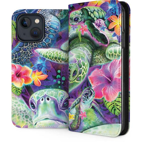 Rainbow Sea Turtles by Sheena Pike iPhone 15 Plus Folio Case