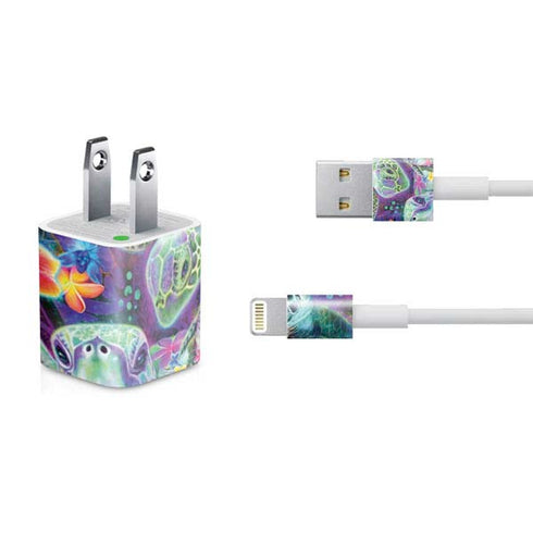 Rainbow Sea Turtles by Sheena Pike iPhone Charger (5W USB) Skin