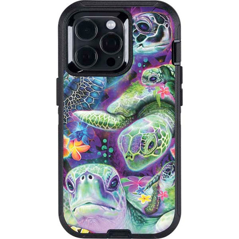 Rainbow Sea Turtles by Sheena Pike Otterbox Defender iPhone Skin