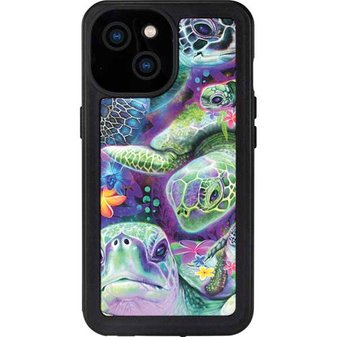 Rainbow Sea Turtles by Sheena Pike iPhone 15 Waterproof Case