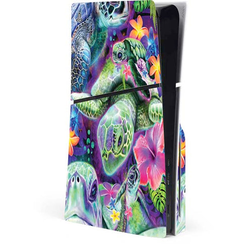 Rainbow Sea Turtles by Sheena Pike PS5 Slim Disk Console Skin
