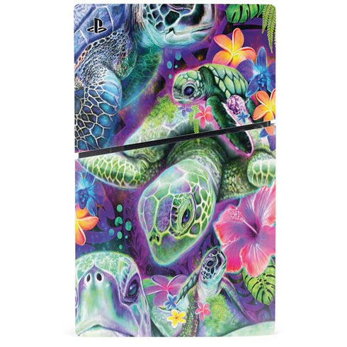 Rainbow Sea Turtles by Sheena Pike PS5 Slim Digital Edition Console Skin