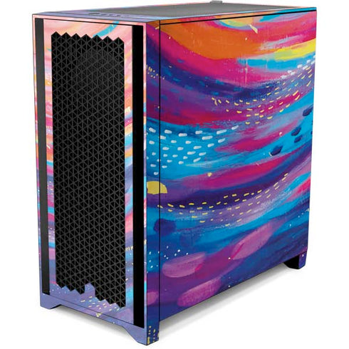 Etta Vee Rainbow Wave Brush Stroke Corsair 4000D Tempered Glass Mid-Tower ATX Case Skin