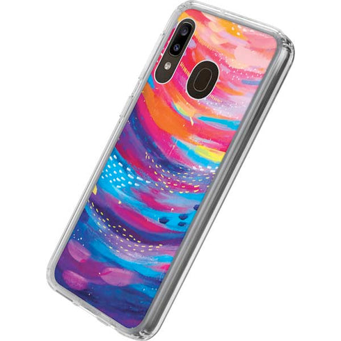 Etta Vee Rainbow Wave Brush Stroke Galaxy A20 Clear Case
