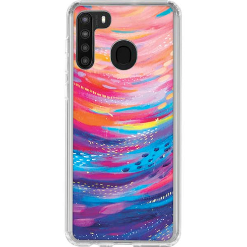 Etta Vee Rainbow Wave Brush Stroke Galaxy A21 Clear Case