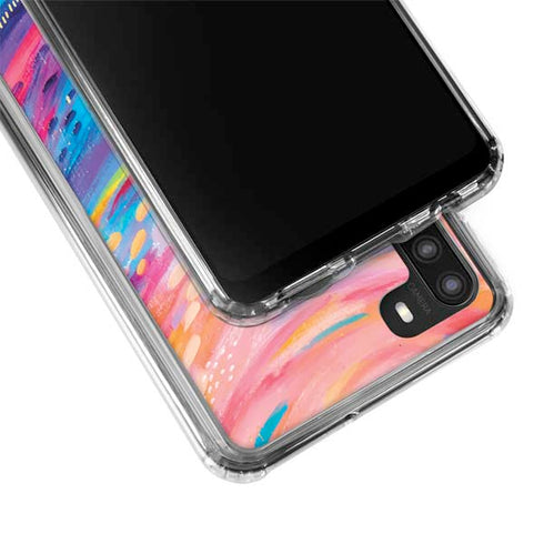 Etta Vee Rainbow Wave Brush Stroke Galaxy A21 Clear Case