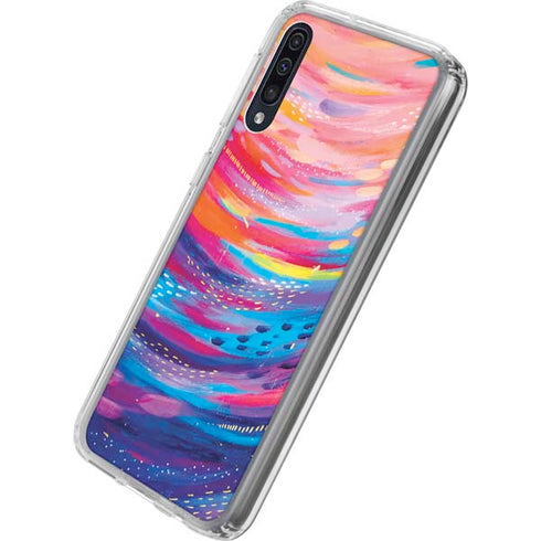 Etta Vee Rainbow Wave Brush Stroke Galaxy A50 Clear Case