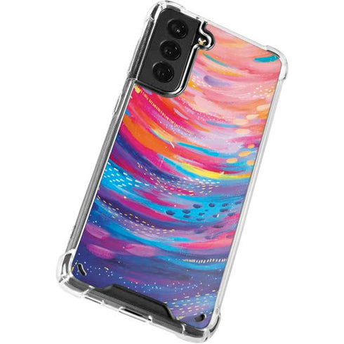 Etta Vee Rainbow Wave Brush Stroke Galaxy S21 5G Clear Case