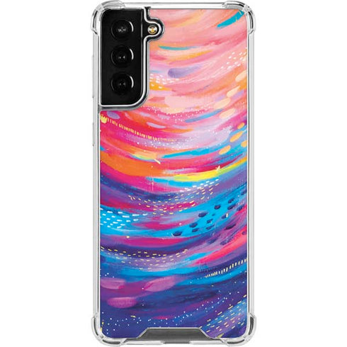 Etta Vee Rainbow Wave Brush Stroke Galaxy S21 FE Clear Case