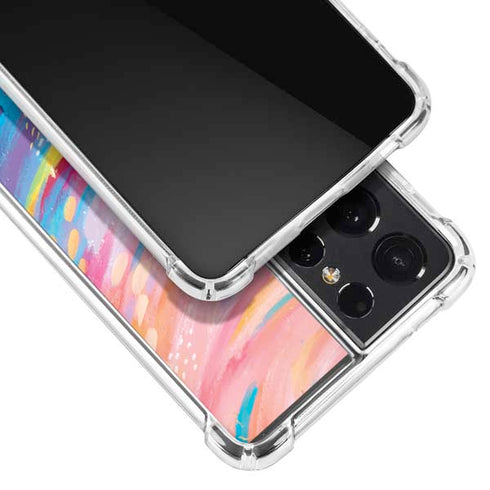 Etta Vee Rainbow Wave Brush Stroke Galaxy S21 Ultra 5G Clear Case