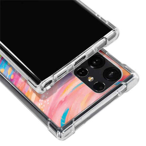 Etta Vee Rainbow Wave Brush Stroke Galaxy S22 Ultra Clear Case
