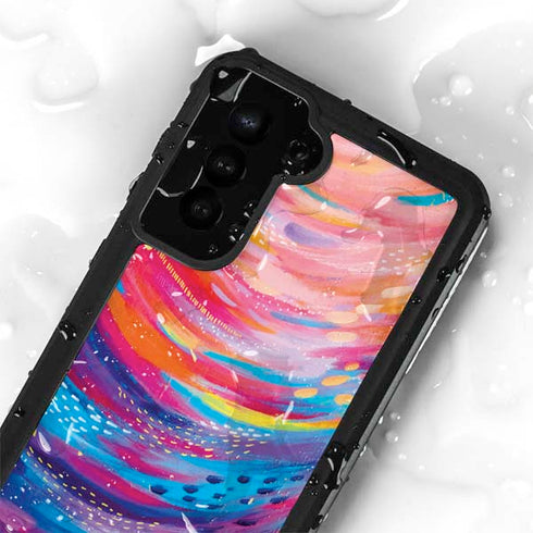Etta Vee Rainbow Wave Brush Stroke Galaxy S23 Plus Waterproof Case