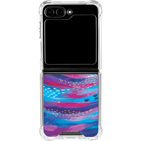 Rainbow Wave Brush Stroke by Etta Vee Galaxy Z Flip5 5G Clear Case