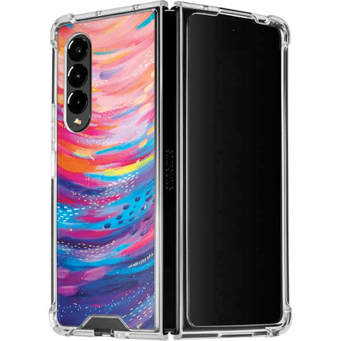 Etta Vee Rainbow Wave Brush Stroke Galaxy Z Fold4 5G Clear Case