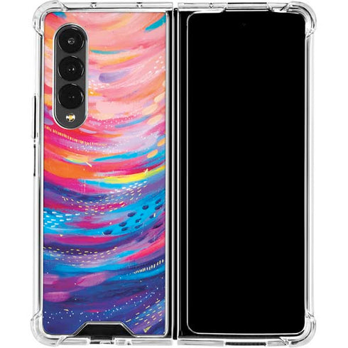 Etta Vee Rainbow Wave Brush Stroke Galaxy Z Fold4 5G Clear Case