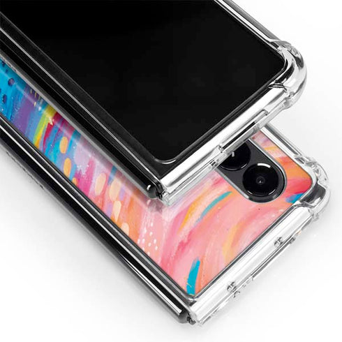 Etta Vee Rainbow Wave Brush Stroke Galaxy Z Fold4 5G Clear Case