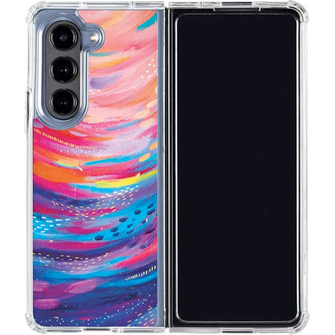 Rainbow Wave Brush Stroke by Etta Vee Galaxy Z Fold5 5G Clear Case