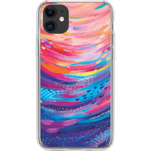 Rainbow Wave Brush Stroke by Etta Vee iPhone 11 Clear Case