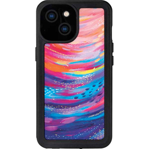 Etta Vee Rainbow Wave Brush Stroke iPhone 13 Mini Waterproof Case