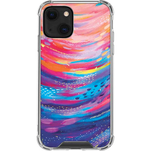 Rainbow Wave Brush Stroke by Etta Vee iPhone 15 Plus Clear Case