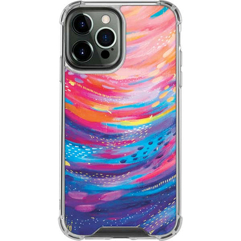 Etta Vee Rainbow Wave Brush Stroke iPhone 14 Pro Max Clear Case