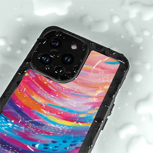 Etta Vee Rainbow Wave Brush Stroke iPhone 14 Pro Max Waterproof Case