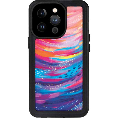 Etta Vee Rainbow Wave Brush Stroke iPhone 14 Pro Waterproof Case