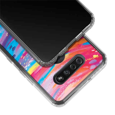 Rainbow Wave Brush Stroke by Etta Vee LG K51/Q51 Clear Case