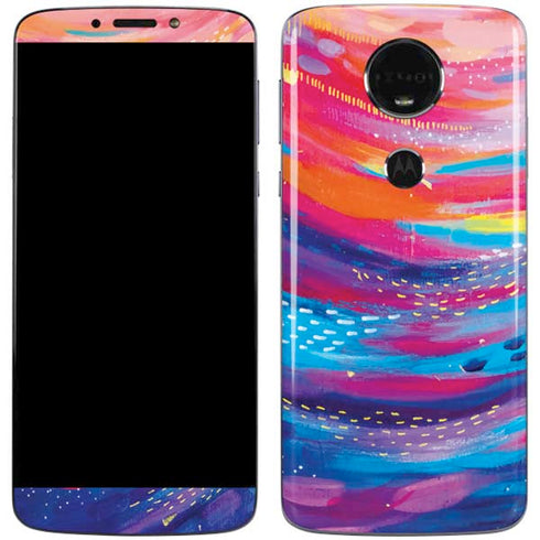 Etta Vee Rainbow Wave Brush Stroke Moto E5 Plus Skin