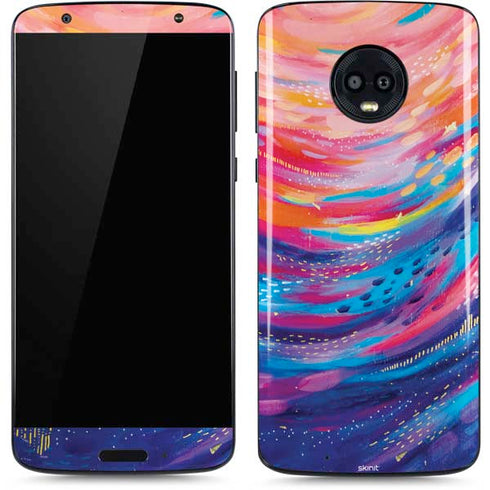 Etta Vee Rainbow Wave Brush Stroke Moto G6 Skin