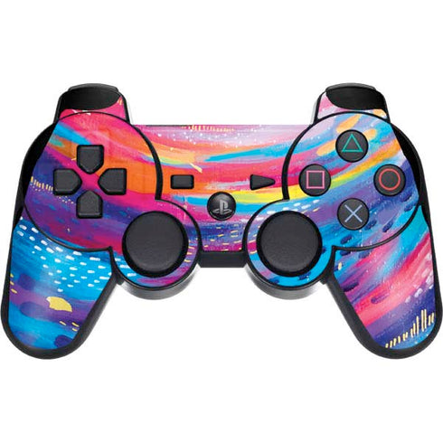 Etta Vee Rainbow Wave Brush Stroke PS3 Dual Shock wireless controller Skin