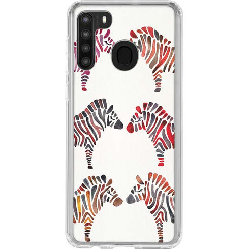 Cat Coq Rainbow Zebras Galaxy A21 Clear Case