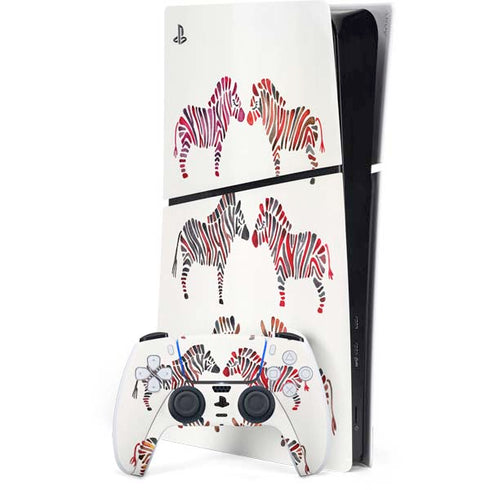 Rainbow Zebras by Cat Coq PS5 Slim Digital Edition Bundle Skin