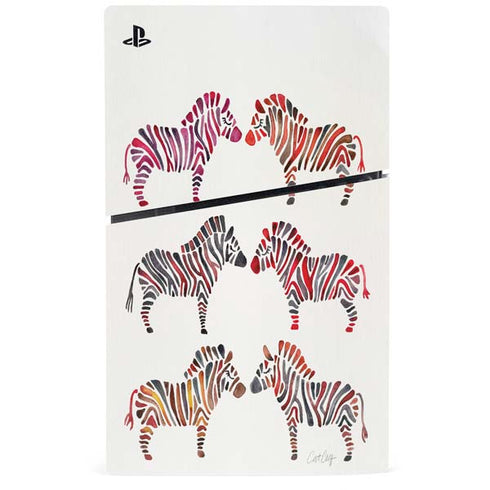 Rainbow Zebras by Cat Coq PS5 Slim Digital Edition Bundle Skin