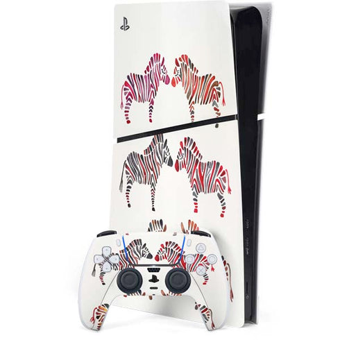 Rainbow Zebras by Cat Coq PS5 Slim Digital Edition Console Skin