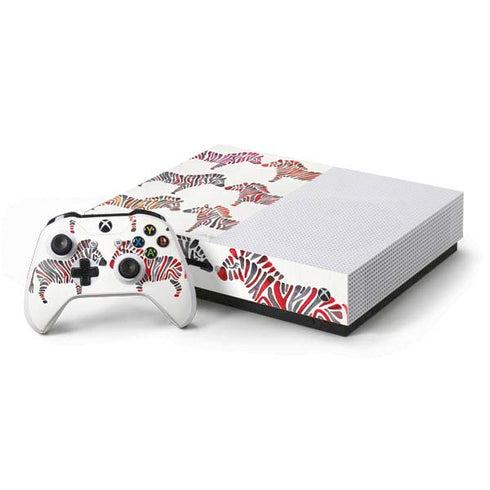 Cat Coq Rainbow Zebras Xbox One S Console and Controller Bundle Skin