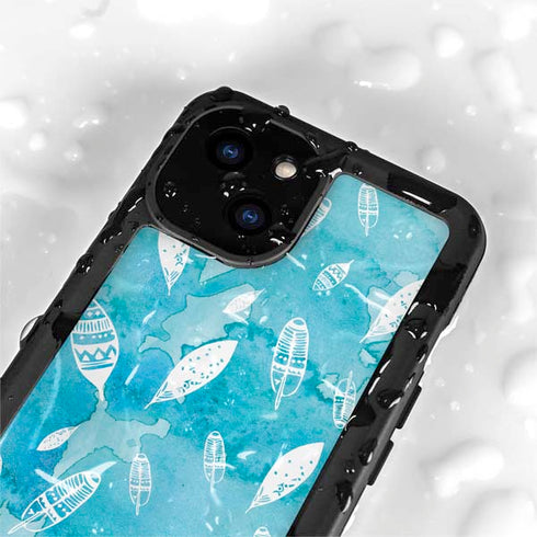 Raining Feathers iPhone 13 Mini Waterproof Case