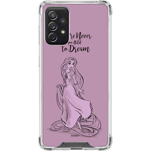 Disney Princess Rapunzel Never Too Old To Dream Art Galaxy A72 5G Clear Case
