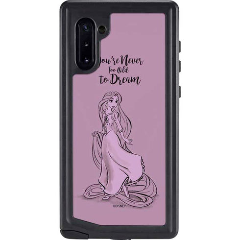 Disney Princess Rapunzel Never Too Old To Dream Art Galaxy Note 10 Waterproof Case