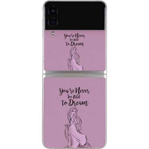 Disney Princess Rapunzel Never Too Old To Dream Art Galaxy Z Flip3 5G Skin