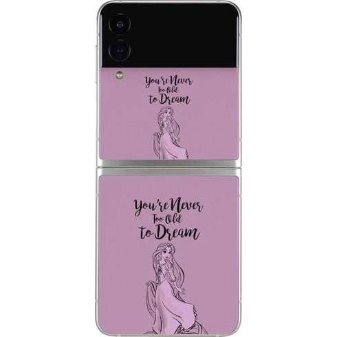 Disney Princess Rapunzel Never Too Old To Dream Art Galaxy Z Flip4 5G Skin