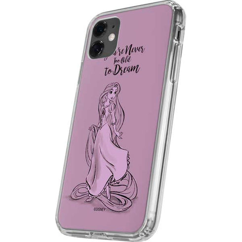 Disney Princess Rapunzel Never Too Old To Dream Art iPhone 11 Clear Case