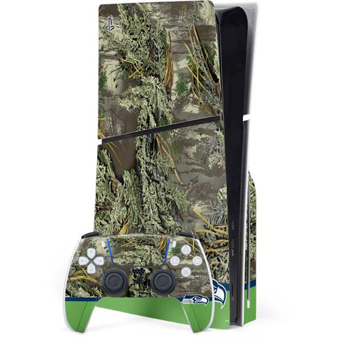 NFL Realtree Camo Seattle Seahawks PS5 Slim Disk Bundle Skin