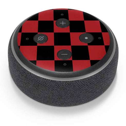 Red and Black Checkerboard Amazon Echo Dot Skin