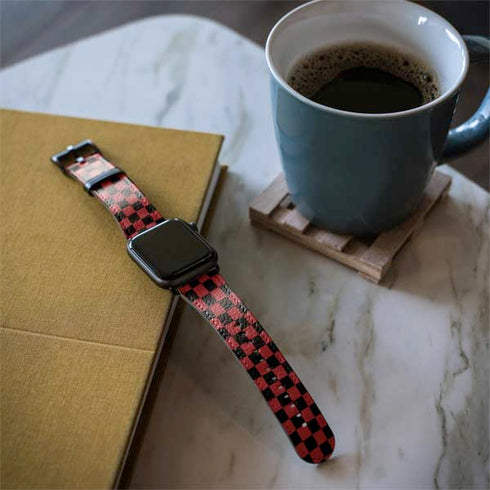 Red and Black Checkerboard Apple Watch Band 42-44mm