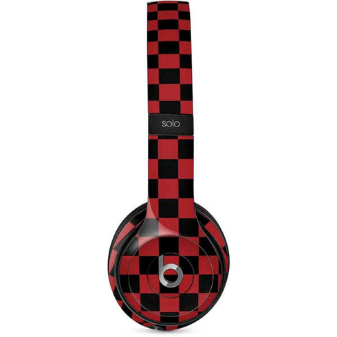 Red and Black Checkerboard Beats Solo 2 Wired Skin