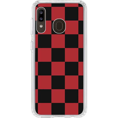 Red and Black Checkerboard Galaxy A20 Clear Case