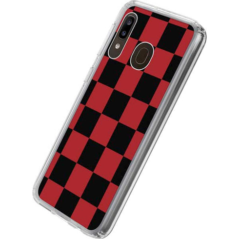 Red and Black Checkerboard Galaxy A20 Clear Case